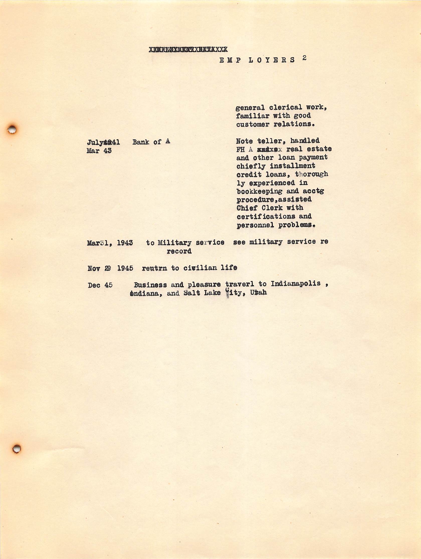 Former Employers continued
